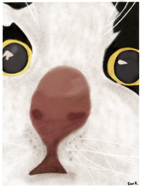 Bean the InkMind cat  closeup face artwork