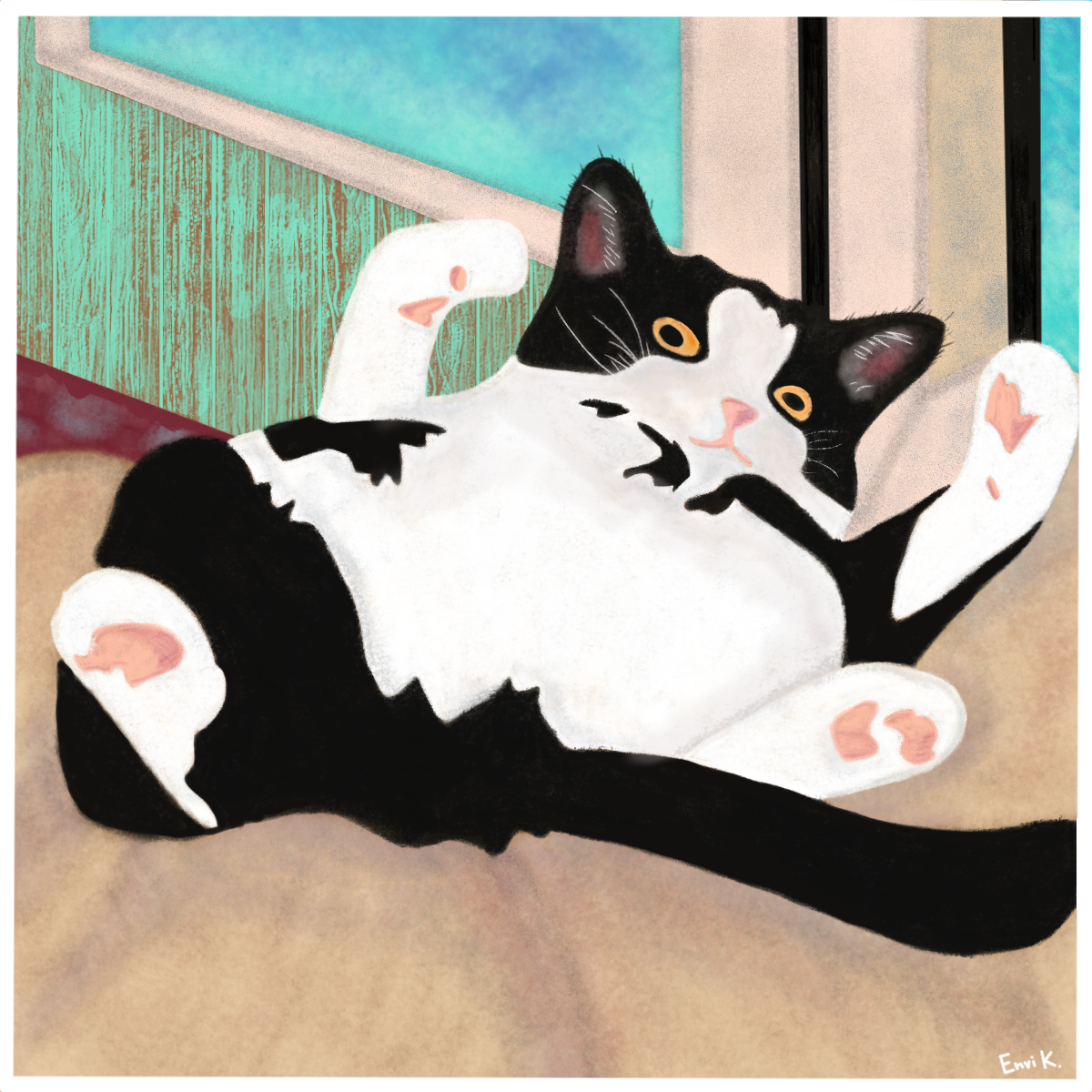 Bean the InkMind cat  lounge artwork